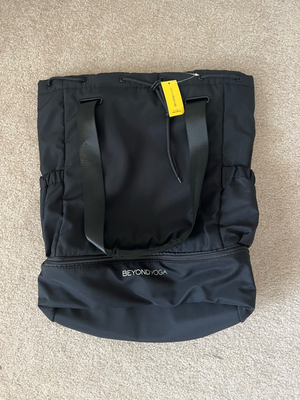 Beyond Yoga Black Duffel Tote with Front Zip Compartment